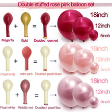 Load image into Gallery viewer, Red and Pink Balloons Double Stuffed Pearl Balloon Garland Rose Pink Balloon Arch Burgundy Fuschia Magenta Balloon Set For Birthday Bridal Shower Engagement Valentine Proposal Party Decorations