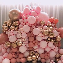 Load image into Gallery viewer, Dusty Rose Balloon Garland Kit Retro Pink Gold Chrome Balloon Arch