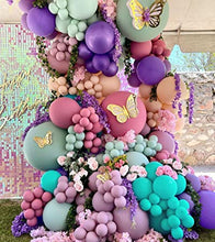 Load image into Gallery viewer, Purple Pink Balloon Garland Kit With Tiffany Blue Macaron Green Orange Balloon