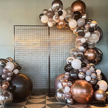 Load image into Gallery viewer, Silver White Black Balloon Arch Kit Peal Silver Rose Gold Metallic Balloon Garland