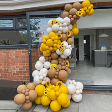 Load image into Gallery viewer, Double Stuffed Mustard Yellow Brown White Sand Balloons Garland Arch Kit
