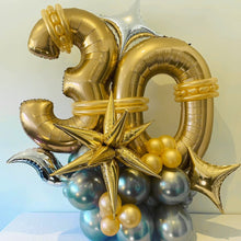 Load image into Gallery viewer, Gold Explosion Cone Mylar Balloons Gold 4 Point Star Foil Balloons With Transparent Fishing Line Glue Balloon Dot