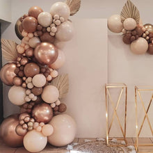 Load image into Gallery viewer, Brown Nude Balloons Garland Kit Double Stuffed Ivory Coffee Gold Metallic Balloons Arch kit
