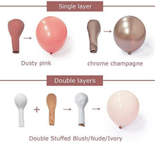 Load image into Gallery viewer, Blush Pink Balloon Arch Garland Double Stuffed Dusty Rose Champagne Gold Metallic Latex Balloons Kit