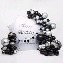 Load image into Gallery viewer, Black Silver Balloons Garland Foil Marble Balloon Arch Kit
