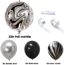 Load image into Gallery viewer, Black Silver Balloons Garland Foil Marble Balloon Arch Kit