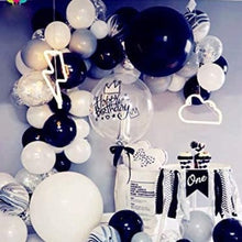 Load image into Gallery viewer, Pinbra Black White silver Balloon arch Garland Kit