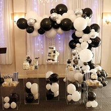 Load image into Gallery viewer, Pinbra Black White silver Balloon arch Garland Kit