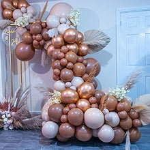 Load image into Gallery viewer, Brown Nude Balloons Garland Kit Double Stuffed Ivory Coffee Gold Metallic Balloons