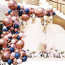 Load image into Gallery viewer, Navy Pink Balloon Arch Blue Rose Gold Metallic Balloons Garland Kit