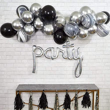 Load image into Gallery viewer, Black Silver Balloons Garland Foil Marble Balloon Arch Kit