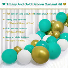 Load image into Gallery viewer, Tiffany Blue Balloon Garland Kit Pastel Turquoise Chrome Gold Latex Party Balloons Macaron White Teal Balloon Arch Kit