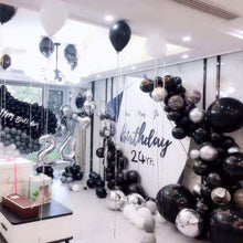 Load image into Gallery viewer, Pinbra Black White silver Balloon arch Garland Kit