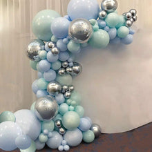Load image into Gallery viewer, Blue Mint Green Silver Metallic Balloon Garland Arch Kit