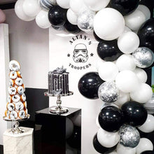 Load image into Gallery viewer, Pinbra Black White silver Balloon arch Garland Kit