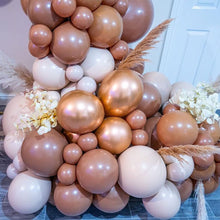 Load image into Gallery viewer, Brown Nude Balloons Garland Kit Double Stuffed Ivory Coffee Gold Metallic Balloons