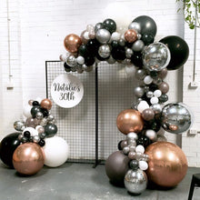 Load image into Gallery viewer, Silver White Black Balloon Arch Kit Peal Silver Rose Gold Metallic Balloon Garland