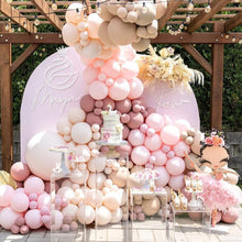 Load image into Gallery viewer, Blush Pink Balloon Arch Kit Double Stuffed Dusty Rose Iovry Brown Balloon Garland