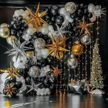 Load image into Gallery viewer, Gold Explosion Cone Mylar Balloons Gold 4 Point Star Foil Balloons With Transparent Fishing Line Glue Balloon Dot