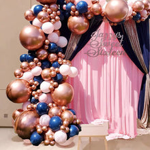 Load image into Gallery viewer, Navy Pink Balloon Arch Blue Rose Gold Metallic Balloons Garland Kit