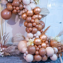 Load image into Gallery viewer, Brown Nude Balloons Garland Kit Double Stuffed Ivory Coffee Gold Metallic Balloons