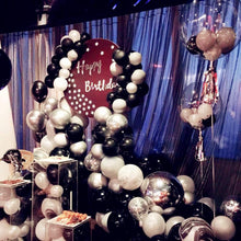 Load image into Gallery viewer, Pinbra Black White silver Balloon arch Garland Kit