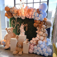 Load image into Gallery viewer, Blush Coffee Brown Blue Balloon Garland Double Stuffed Balloon Arch Kit