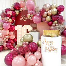 Load image into Gallery viewer, Red and Pink Balloons Double Stuffed Pearl Balloon Garland Rose Pink Balloon Arch Burgundy Fuschia Magenta Balloon Set For Birthday Bridal Shower Engagement Valentine Proposal Party Decorations
