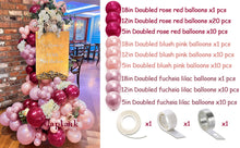 Load image into Gallery viewer, Red and Pink Balloons Double Stuffed Pearl Balloon Garland Rose Pink Balloon Arch Burgundy Fuschia Magenta Balloon Set For Birthday Bridal Shower Engagement Valentine Proposal Party Decorations
