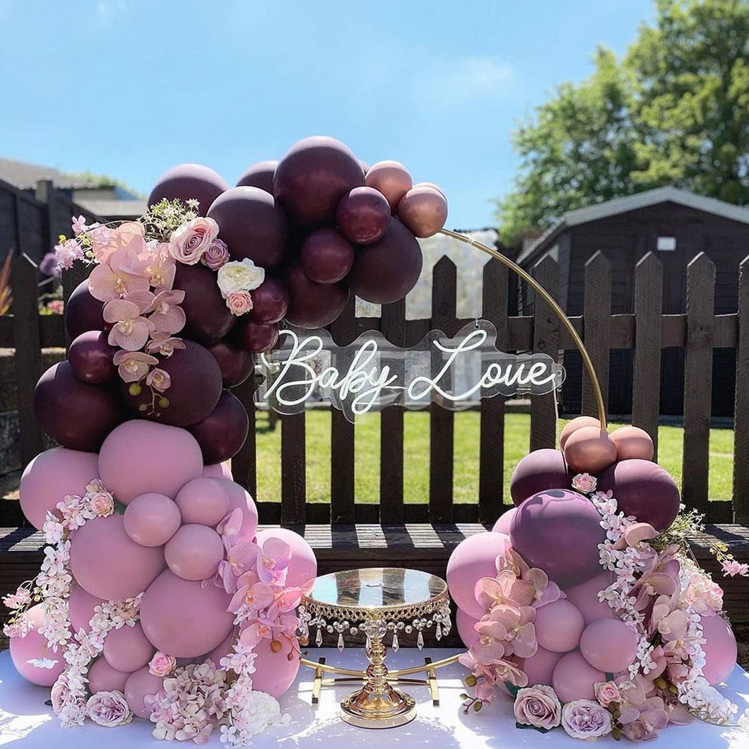 Burgundy Pink Balloons Garland Kit Pink Rose Gold Metallic Double Stuffed Latex Balloons