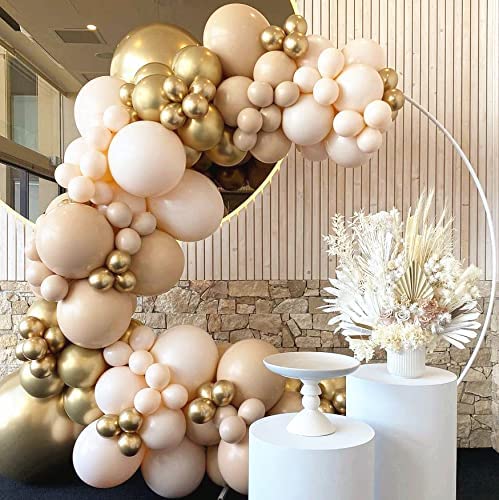 Nude Blush Balloon Garland Double Stuffed Ivory Apricot Gold Metallic Balloons Arch kit