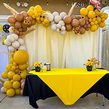 Double Stuffed Mustard Yellow Brown White Sand Balloons Garland Arch Kit
