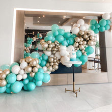 Load image into Gallery viewer, Tiffany Blue Balloon Garland Kit Pastel Turquoise Chrome Gold Latex Party Balloons Macaron White Teal Balloon Arch Kit
