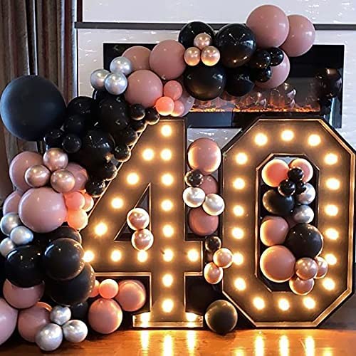 kbzvnaf Rose Gold Black Balloons Garland Kit - 120 Pack Black White Metallic Gold and Rose Gold Confetti Latex Balloons Garland for W