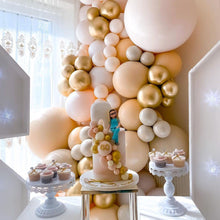 Load image into Gallery viewer, Nude Blush Balloon Garland Double Stuffed Ivory Apricot Gold Metallic Balloons Arch kit
