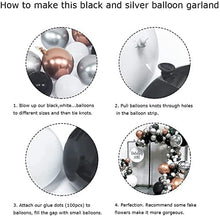 Load image into Gallery viewer, Silver White Black Balloon Arch Kit Peal Silver Rose Gold Metallic Balloon Garland
