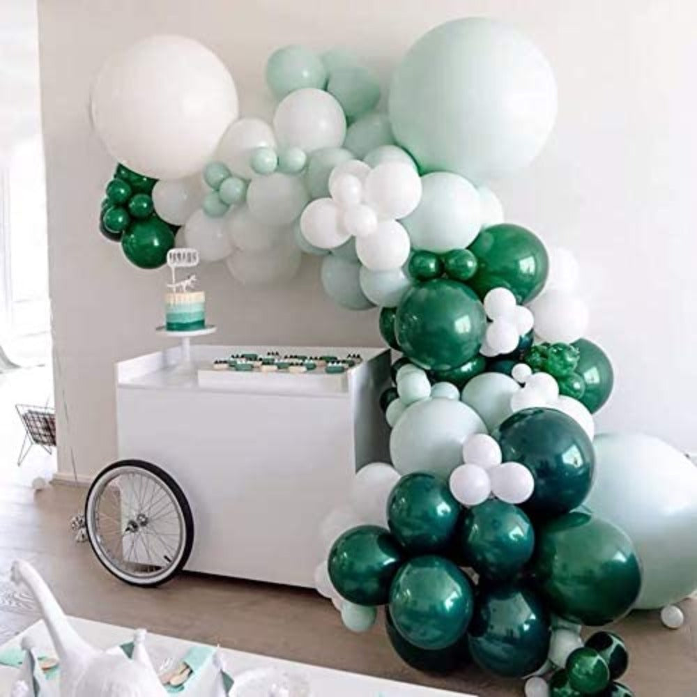 Green White Balloons Arch Garland