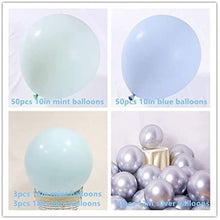 Load image into Gallery viewer, Blue Mint Green Silver Metallic Balloon Garland Arch Kit
