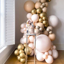 Load image into Gallery viewer, Nude Blush Balloon Garland Double Stuffed Ivory Apricot Gold Metallic Balloons Arch kit
