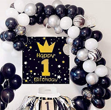Load image into Gallery viewer, Pinbra Black White silver Balloon arch Garland Kit
