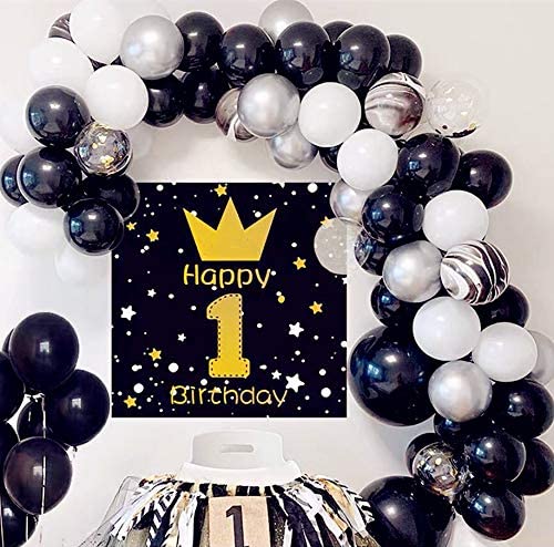 Pinbra Black White silver Balloon arch Garland Kit