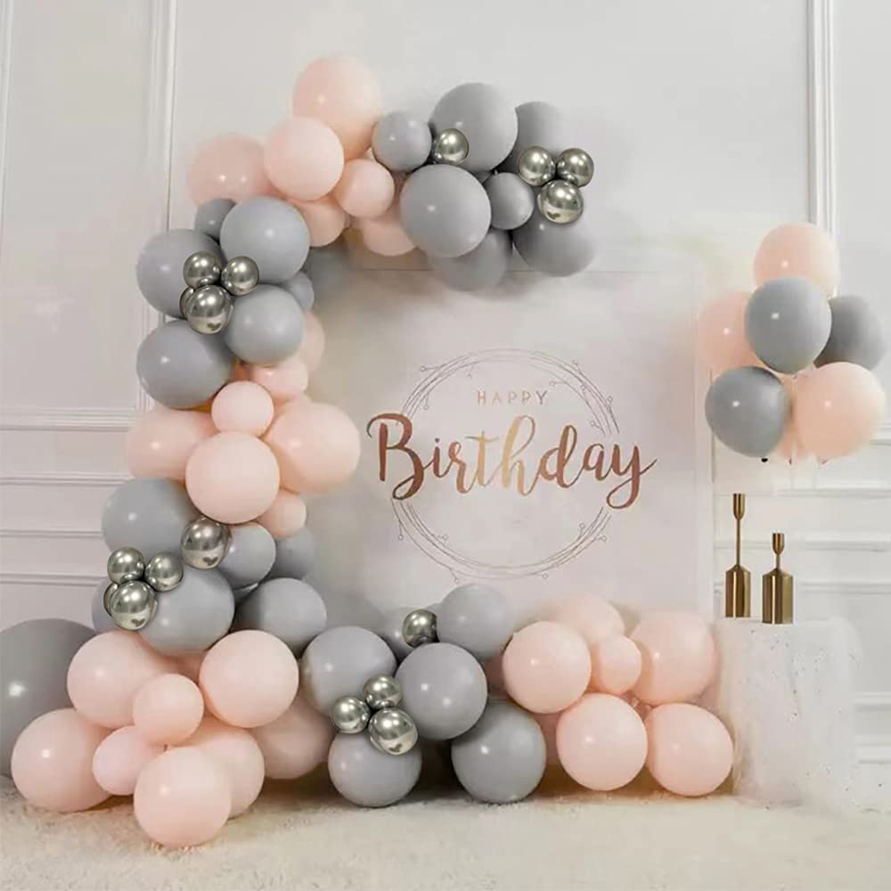 Captank Grey Ivory Silver Balloon Garland Kit