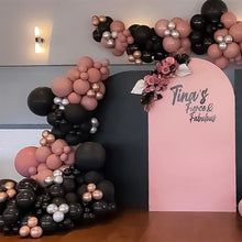 Load image into Gallery viewer, Black Pink silver gold Balloon Garland Kit
