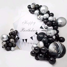 Load image into Gallery viewer, Black and Silver Balloons Garland Arch Kit
