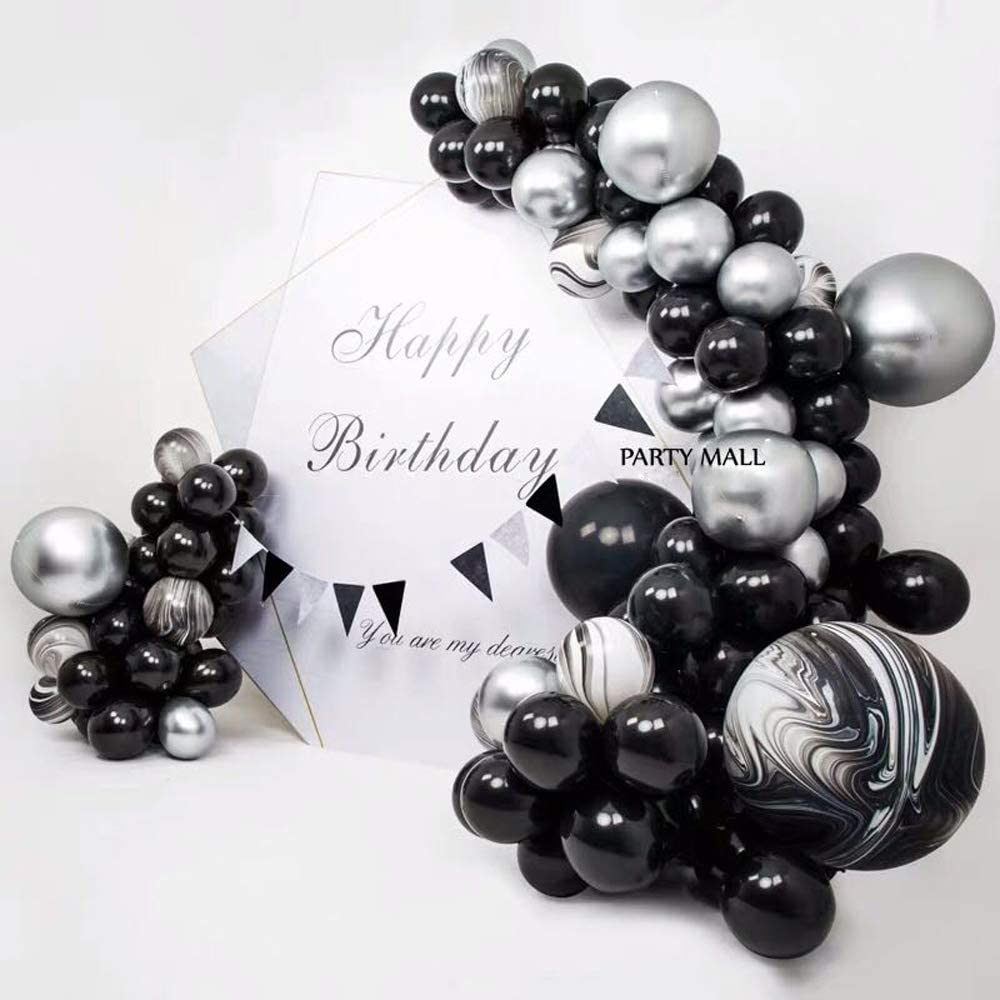 Black and Silver Balloons Garland Arch Kit