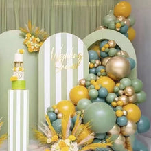 Load image into Gallery viewer, Yellow Balloons Garland Retro Green Olive Green And Metallic Gold Latex Balloons

