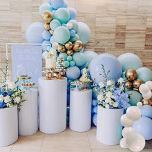 Load image into Gallery viewer, Mint Blue White Gold Metallic Balloon Garland Arch Kit
