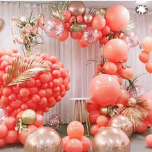 Load image into Gallery viewer, Coral Red Peach Gold Balloon Garland Arch Kit
