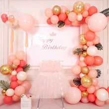 Load image into Gallery viewer, Coral Red Peach Gold Balloon Garland Arch Kit

