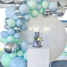 Load image into Gallery viewer, Blue Mint Green Silver Metallic Balloon Garland Arch Kit
